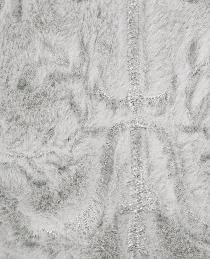 Abby Embroidered Faux Fur Throw