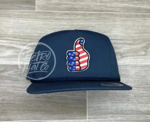 American Thumb on Blue Classic Retro Rope Hat