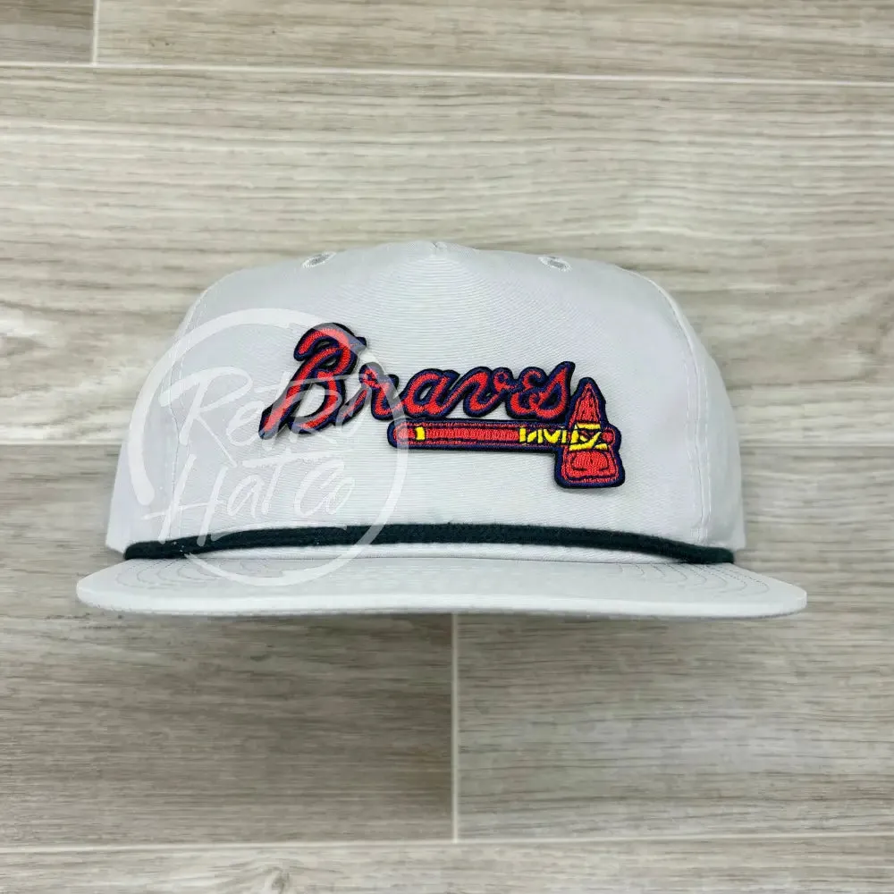 Atlanta Braves Patch on Smoke Gray Retro Hat w/Black Rope