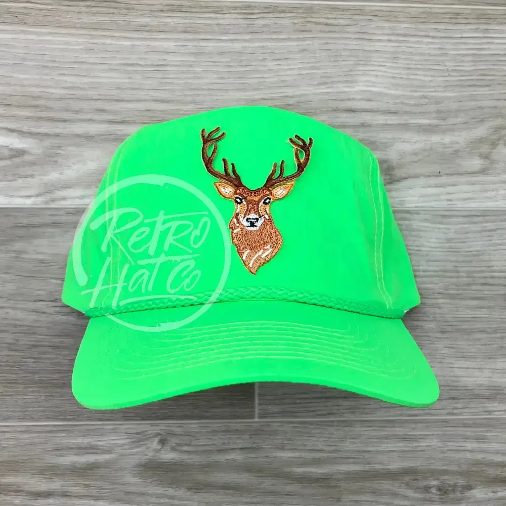 Big Buck / Deer on Neon Nylon Retro Rope Hat