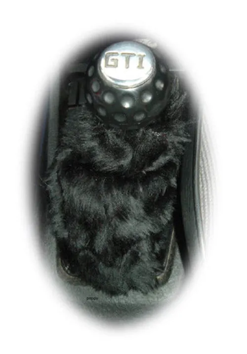 Black fuzzy faux fur gear stick gaiter cover