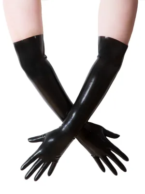 Black Seamless Elbow Length Latex Gloves