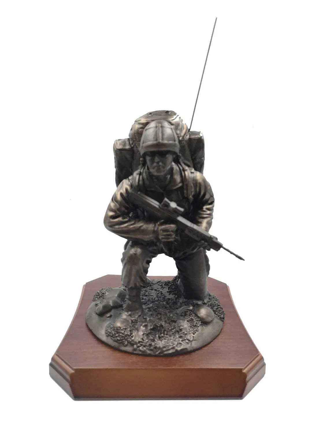 British Soldier Kneeling with Beret or Helmet Cold Cast Bronze Figurine