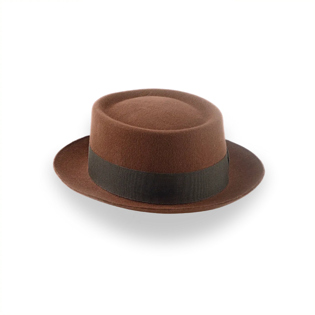 Brown Classic Porkpie Fedora Hat in Premium Wool Felt | The Antico