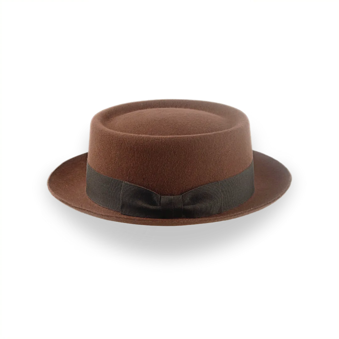 Brown Classic Porkpie Fedora Hat in Premium Wool Felt | The Antico