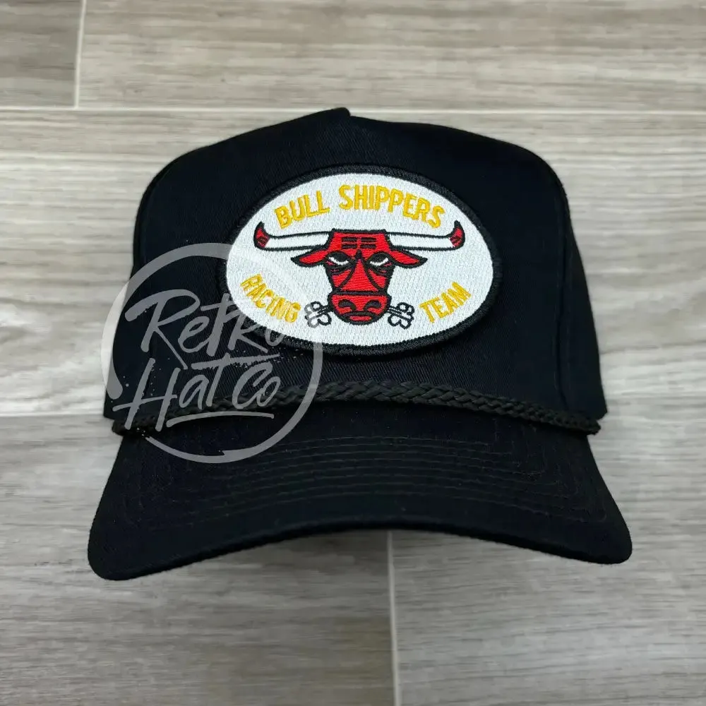 Bull Shippers Racing Team on Tall Black Retro Rope Hat