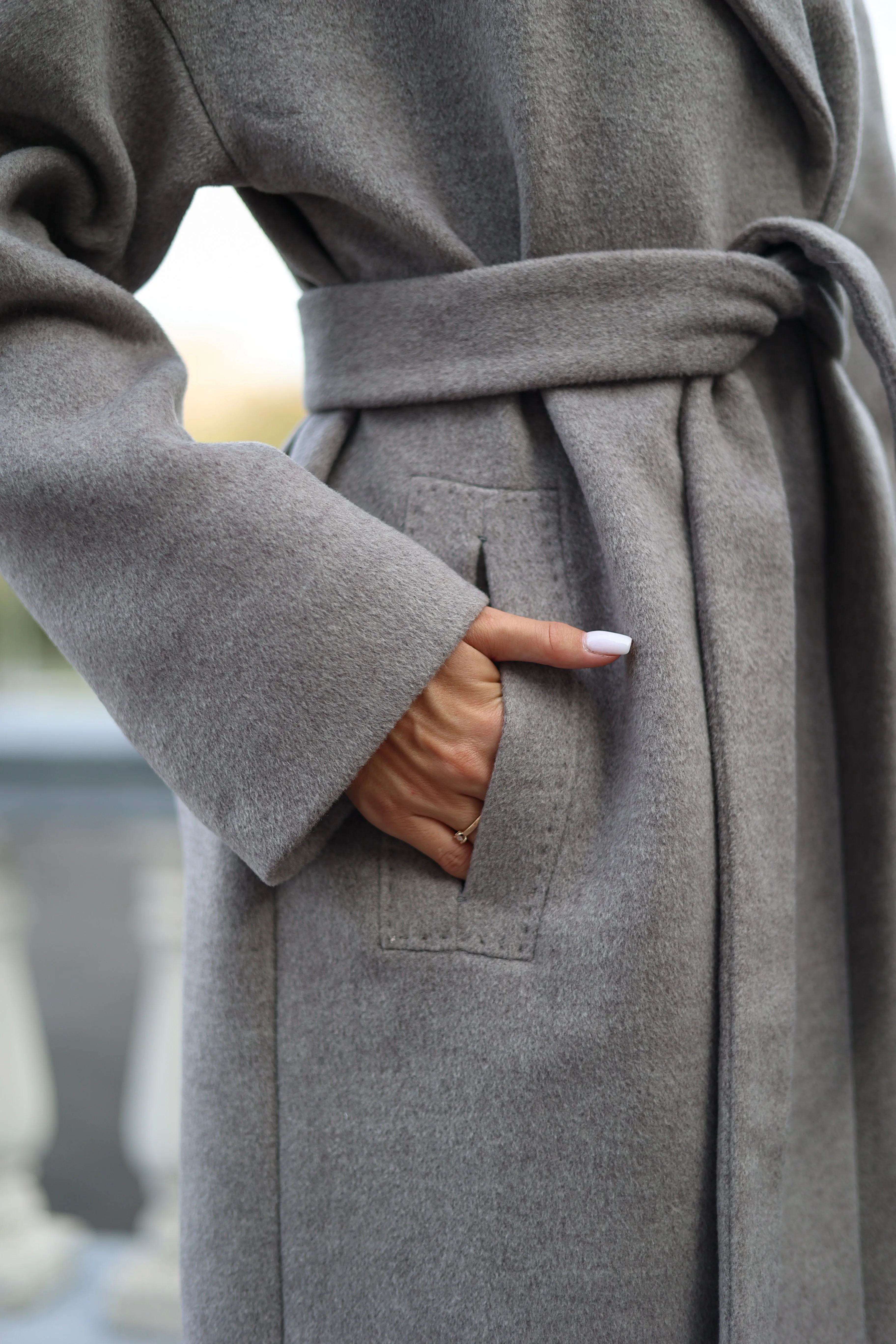 Classic Wool Blend Coat in Grey