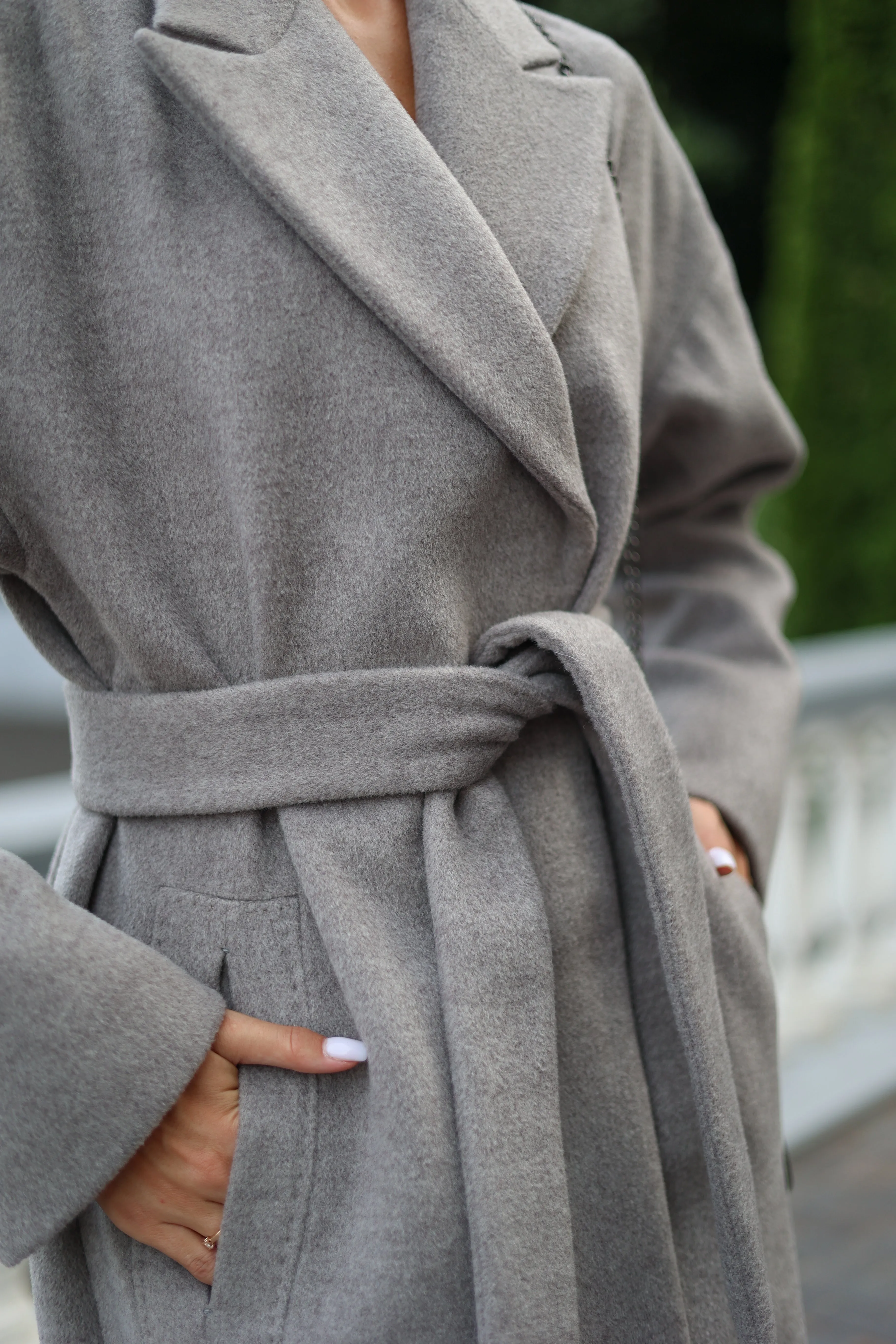 Classic Wool Blend Coat in Grey