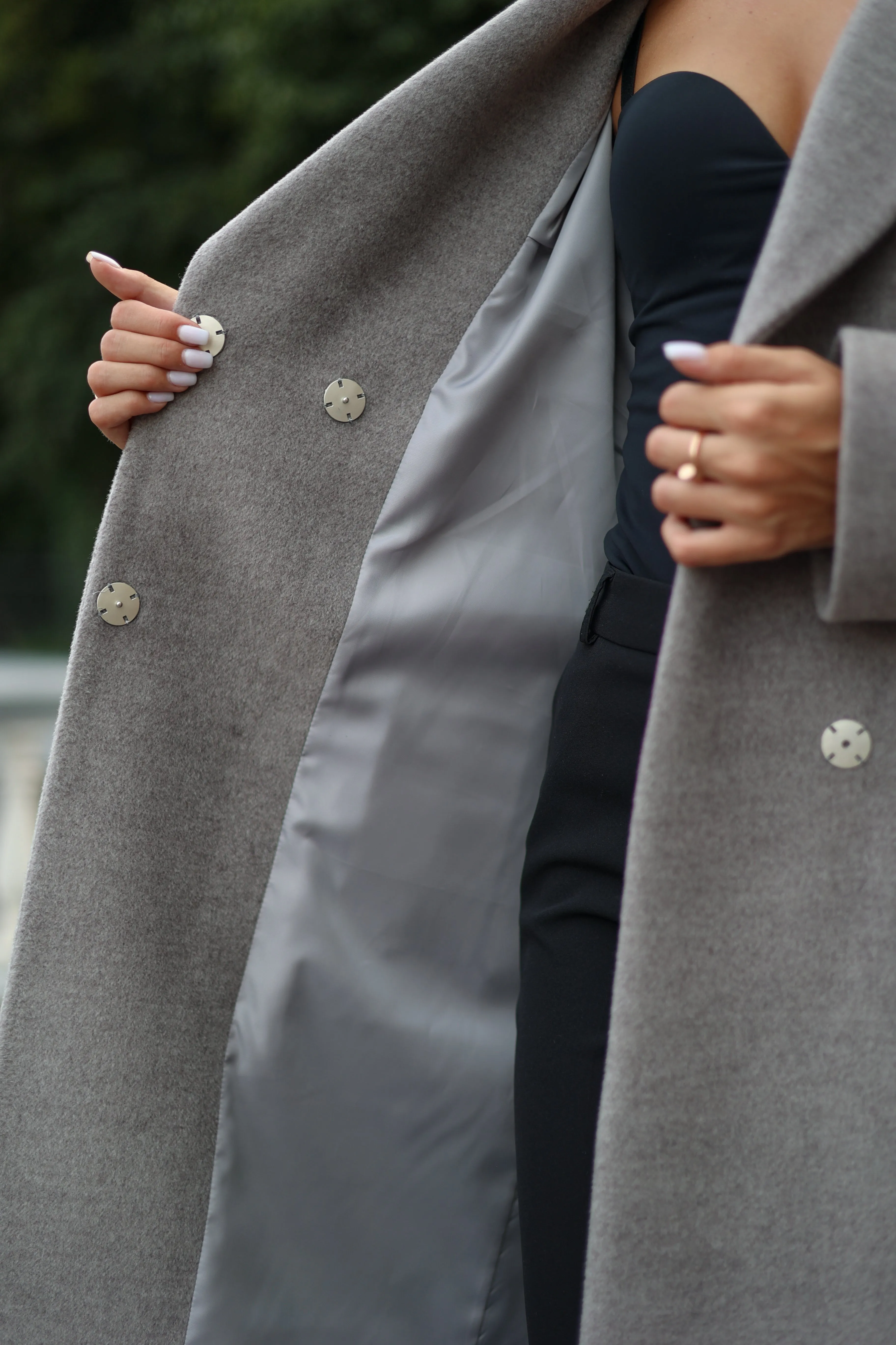 Classic Wool Blend Coat in Grey