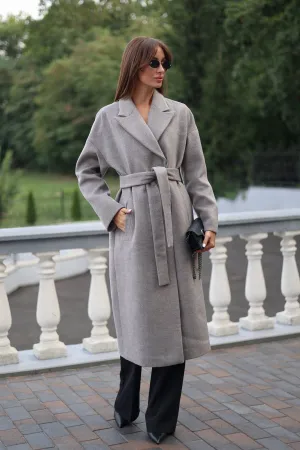 Classic Wool Blend Coat in Grey