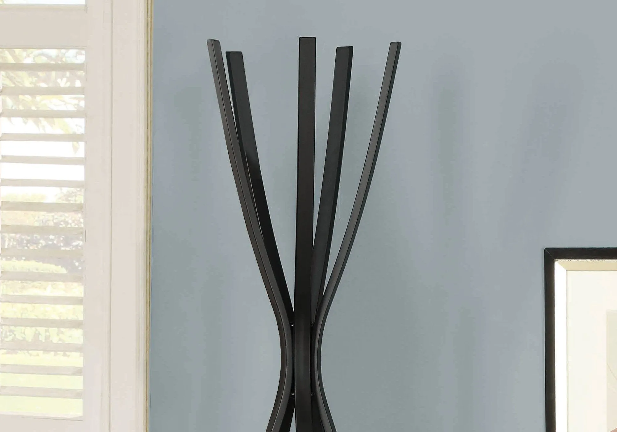 Coat Rack - 72"H / Satin Black Metal Contemporary Style