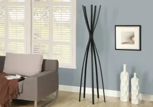 Coat Rack - 72"H / Satin Black Metal Contemporary Style