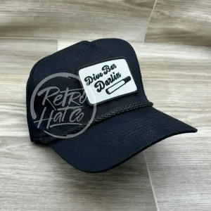 Dive Bar Darlin Patch on Tall Black Retro Rope Hat