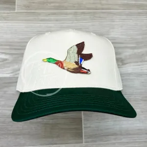 Duck / Mallard Patch on on Natural/Green Retro Hat