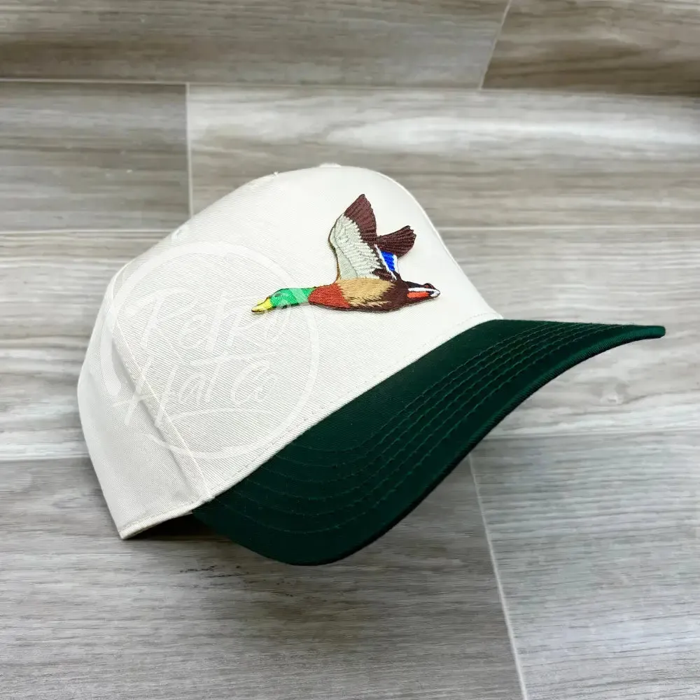 Duck / Mallard Patch on on Natural/Green Retro Hat