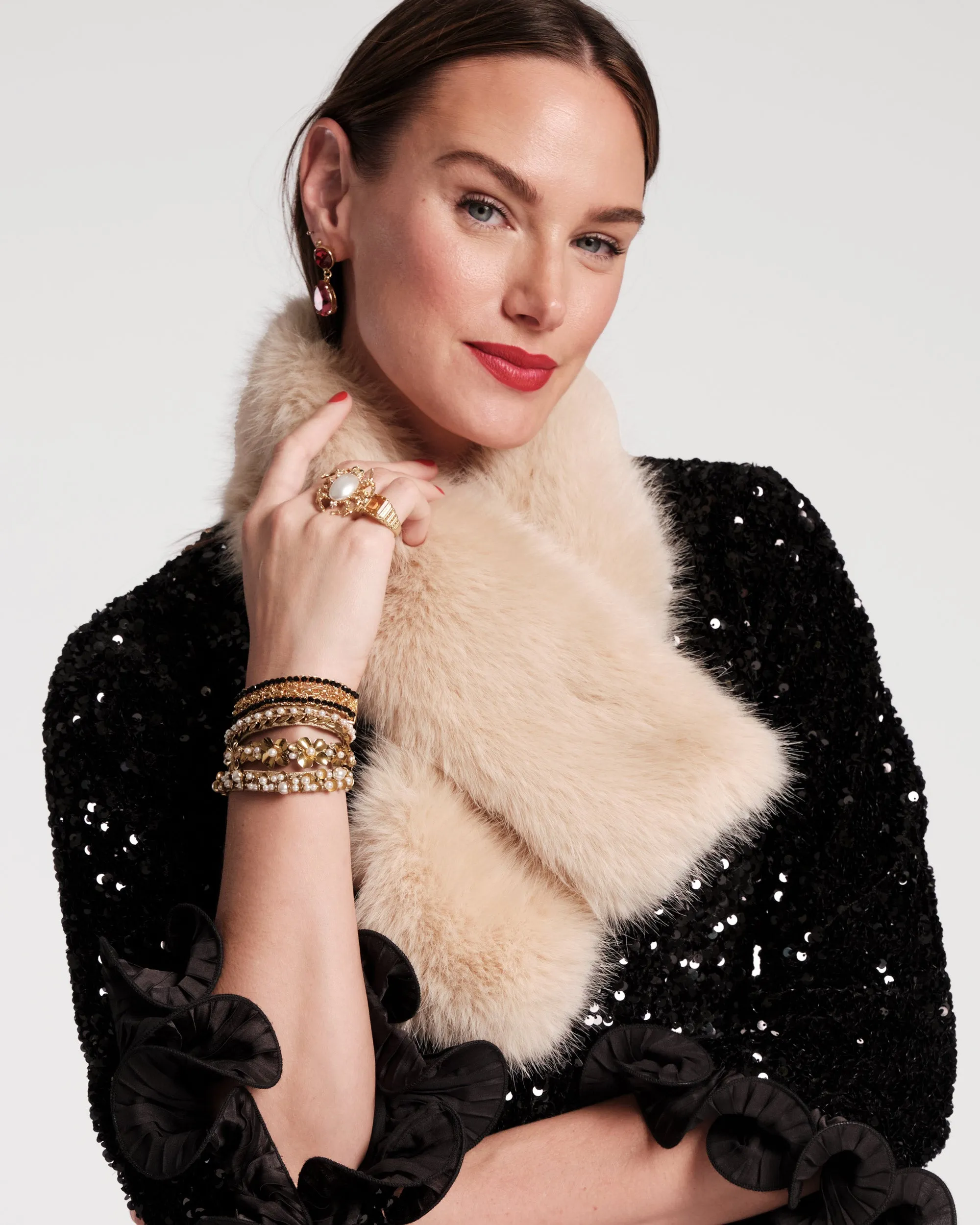 Faux Fur Collar Shrug