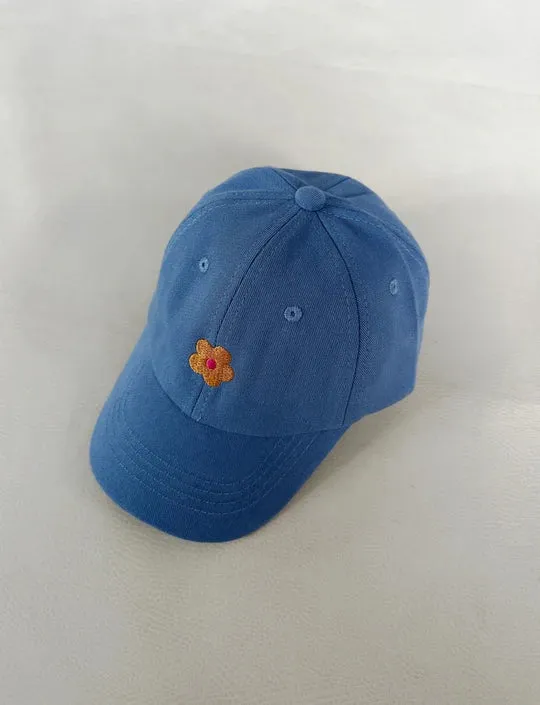 Floral Embroidery Cap - Blue