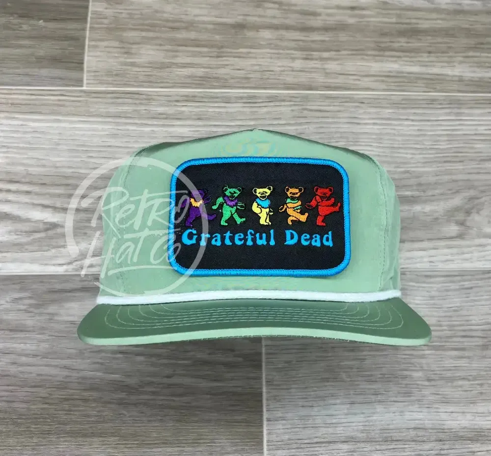 Grateful Dead 5 Bears on Green Poly Retro Rope Hat