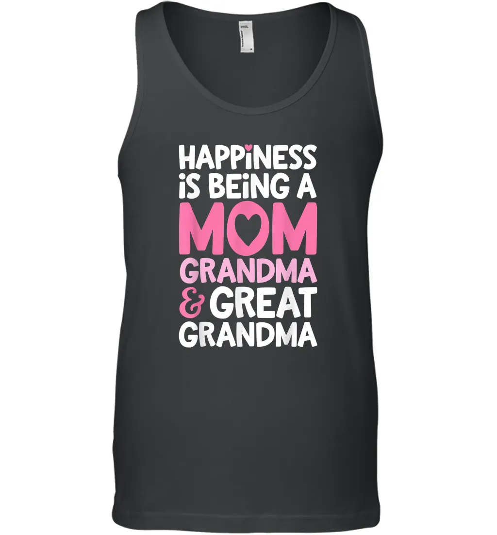 Happiness Is Being A Mom Grandma And Great Grandma Mother Men Cotton Tank Top