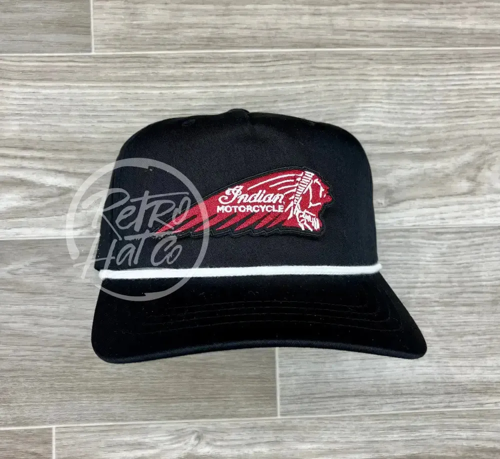 Indian Motorcycle Chief Headdress (Maroon) on Retro Rope Hat