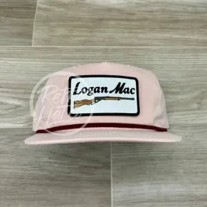 Logan Mac Rifle Patch on Blush Retro Hat w/ Maroon Rope