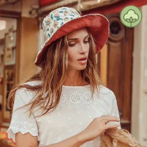 Louise Misha Women Sun Hat Dylan Cream Flowers & Terracotta