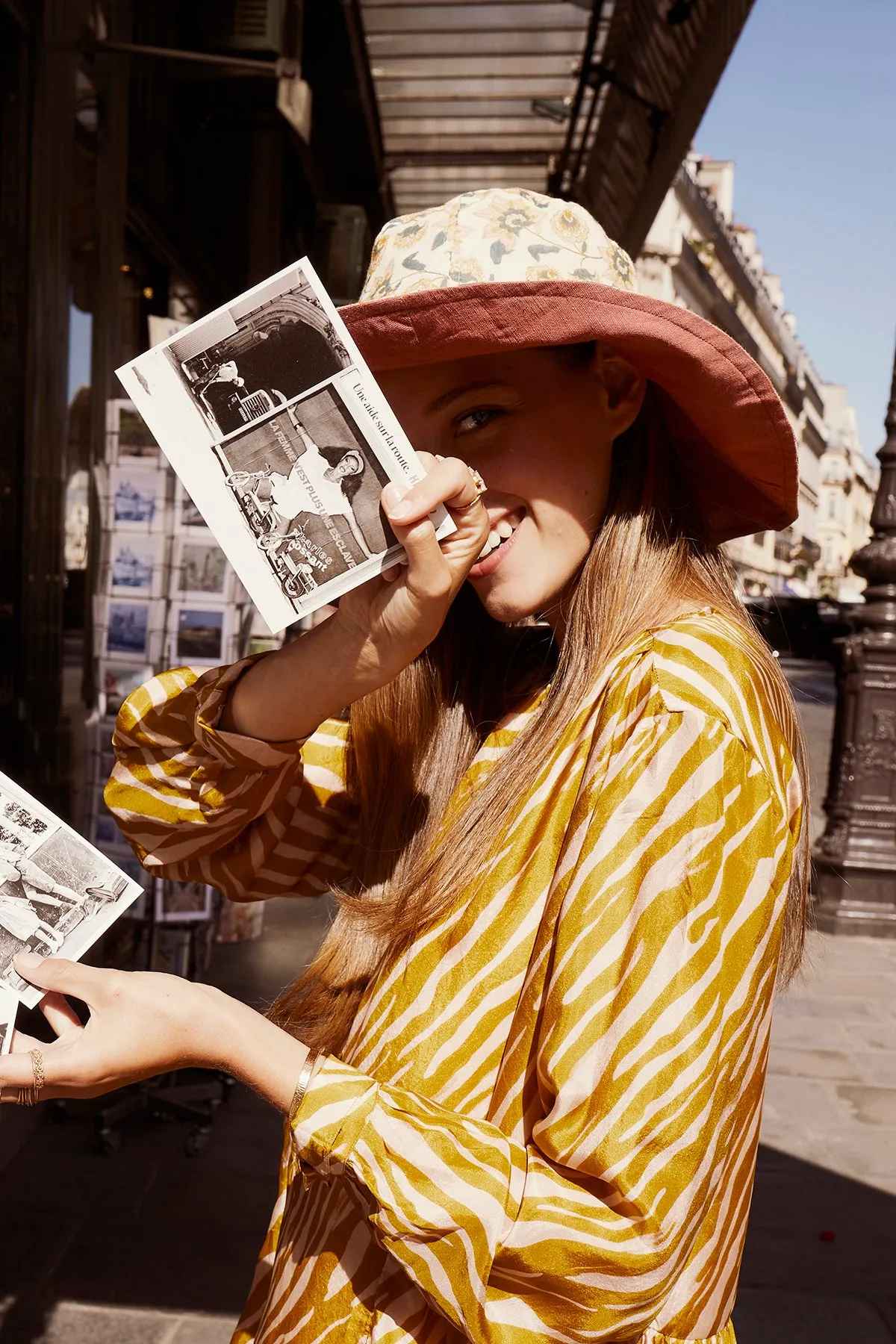 Louise Misha Women Sun Hat Dylan Cream Flowers & Terracotta