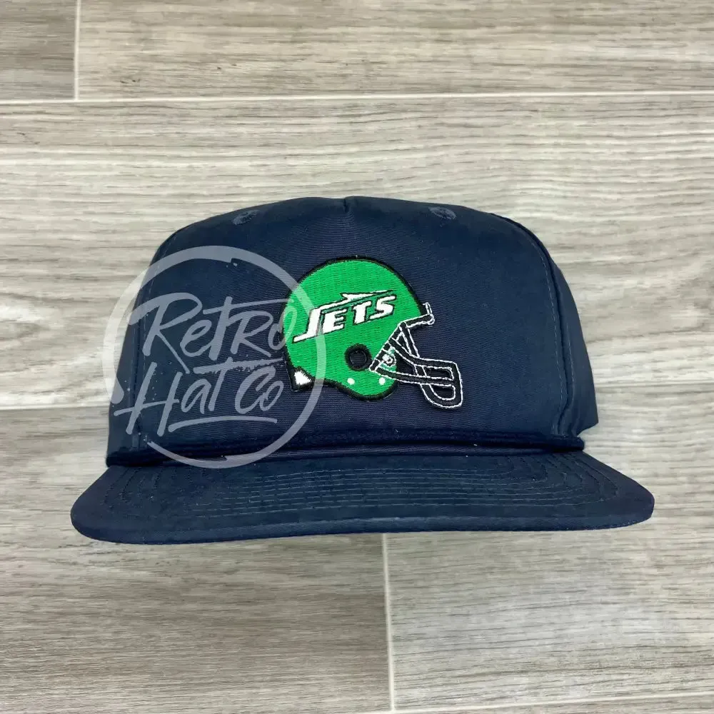 New York Jets Helmet Patch on Retro Rope Hat