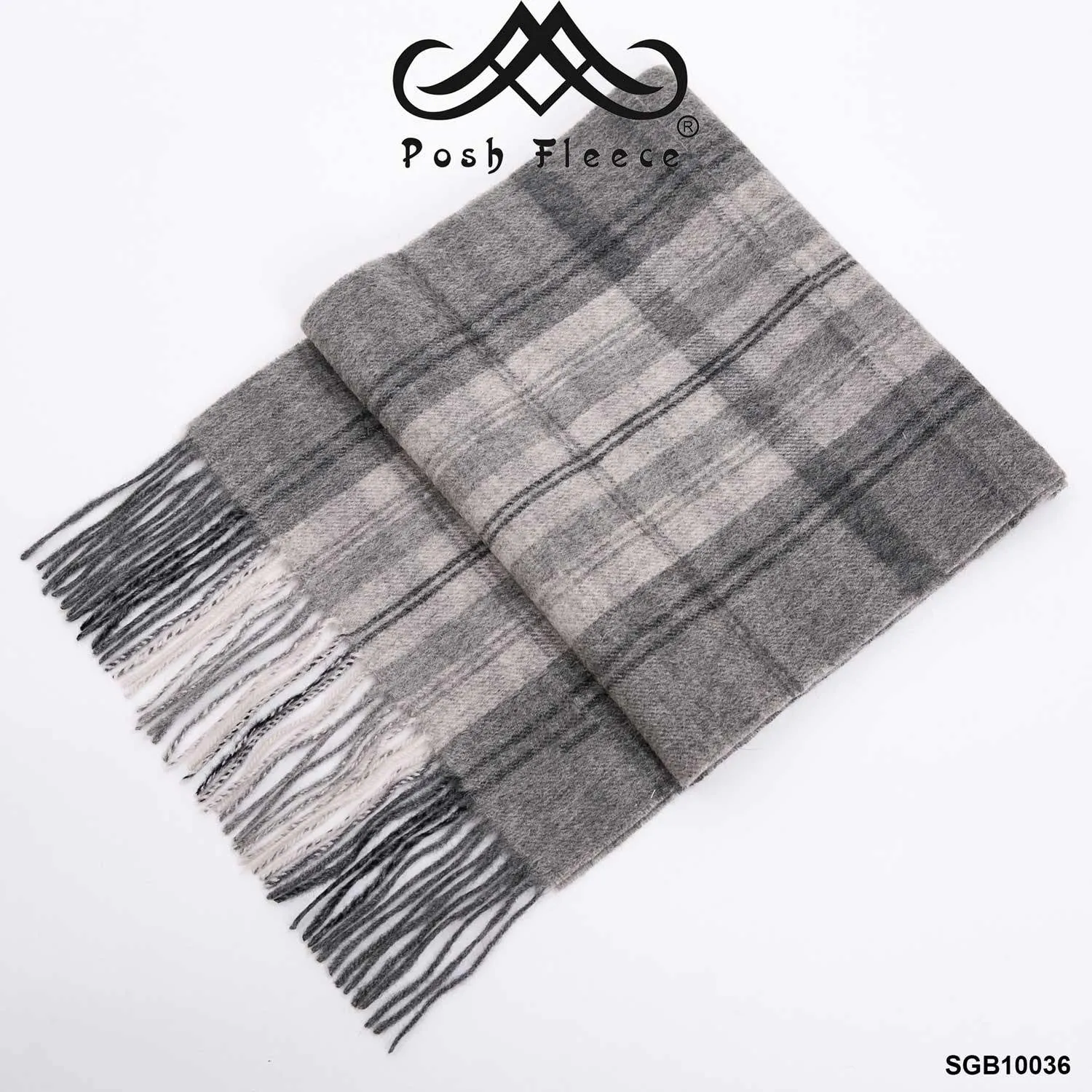 POSH FLEECE Pure Wool Luxurious Scarf with Fringed Trim SGB10036