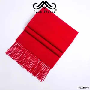 POSH FLEECE Pure Wool Scarf with Fringe Red