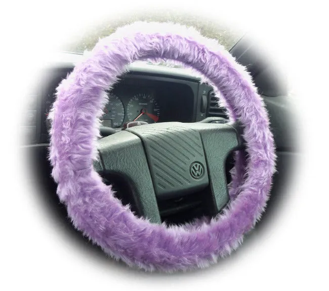 Pretty Lilac fuzzy faux fur car steering wheel cover