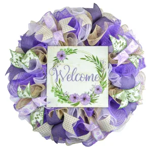 Purple Floral Everyday Spring Wreath - Summer Soft Decor - Mothers Day Gift