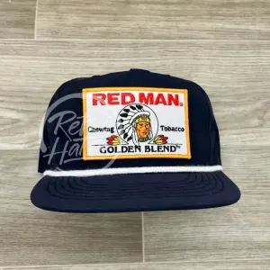 Red Man Golden on Navy Poly Rope Hat