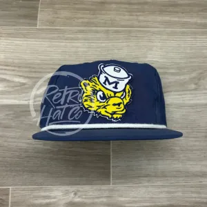 Retro 1940s-60s Michigan Wolverines Patch on Blue Poly Retro Rope Hat