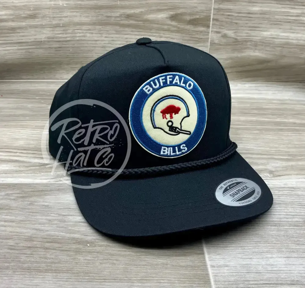 Retro Buffalo Bills Helmet Crest on Black Classic Retro Rope Hat