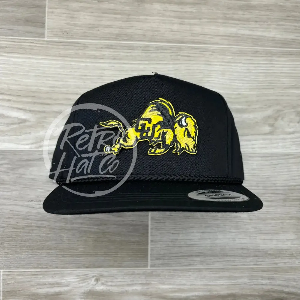 Retro Colorado Buffaloes CU (detailed) patch on Black Classic Rope Hat