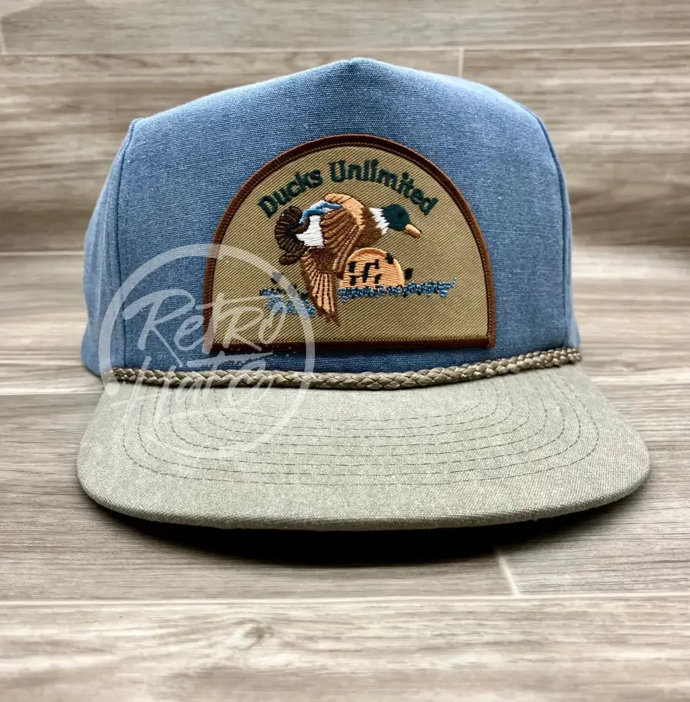 Retro Ducks Unlimited on Stonewashed Sky/Sand Retro Rope Hat