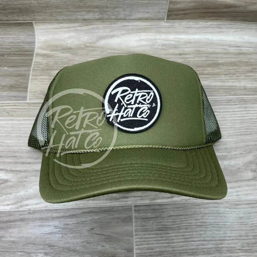 Retro Hat Co. Brand Patch on Solid Meshback Trucker