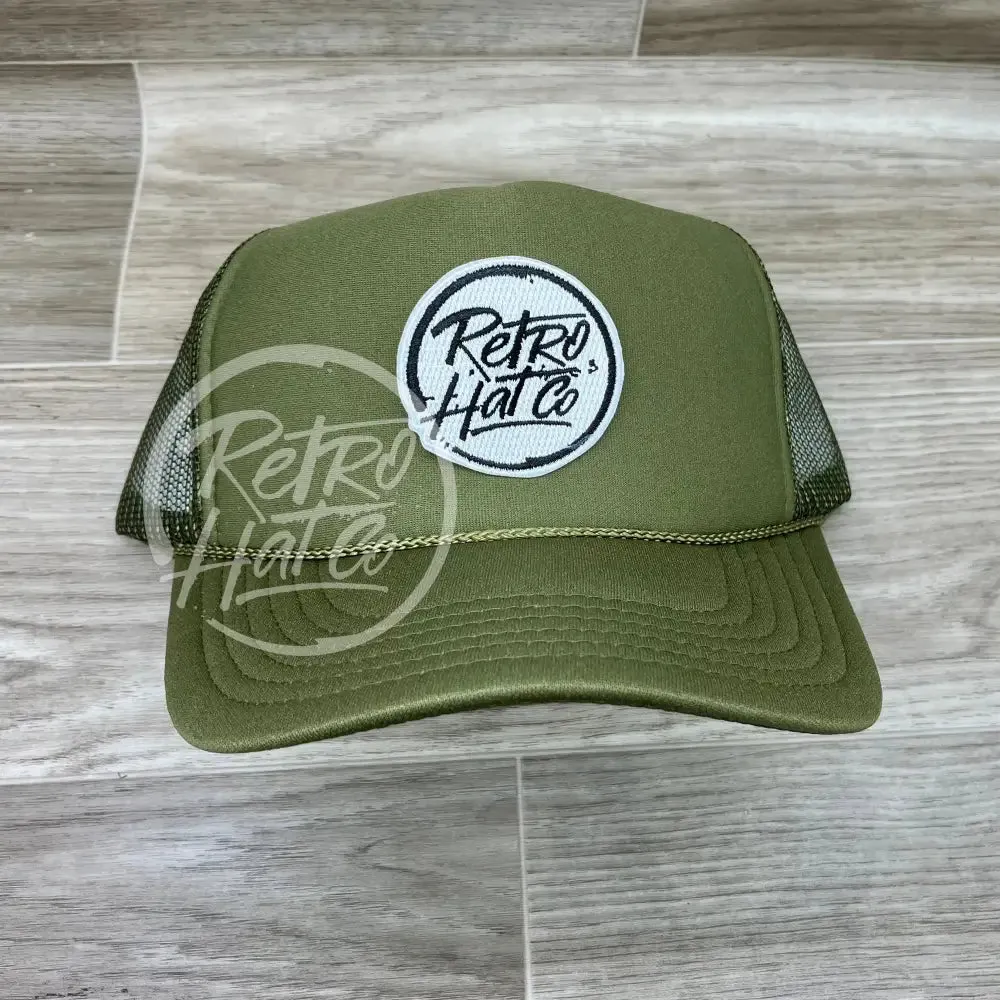 Retro Hat Co. Brand Patch on Solid Meshback Trucker