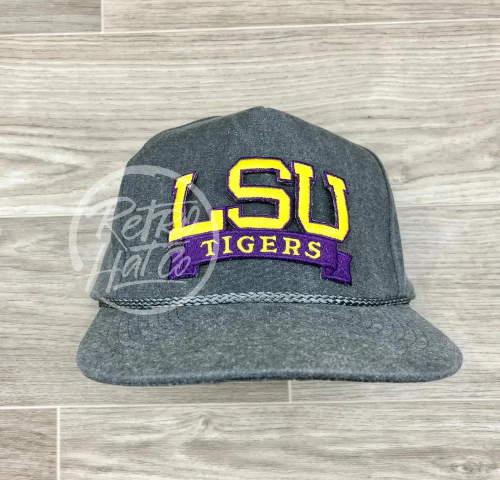 Retro LSU Tigers Banner on Stonewashed Retro Rope Hat