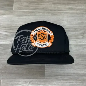 Retro Oklahoma State / OSU Crest on Black Classic Rope Hat