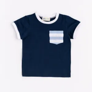 Ringer Pocket Tee in Navy Harbor