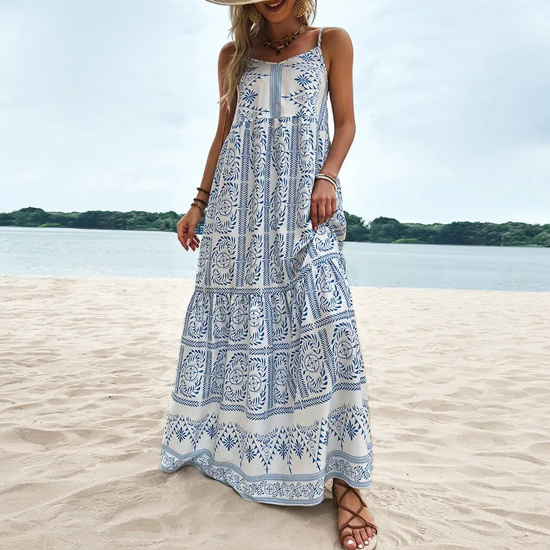 Smiling For No Reason Floral Maxi Dress - Blue - FINAL SALE