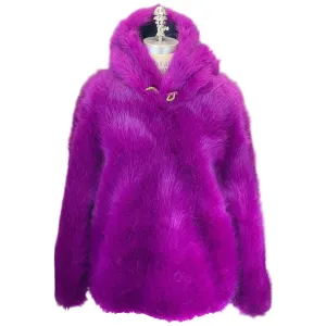 Stella McCartney Purple Hooded Faux Fur Adan Jacket