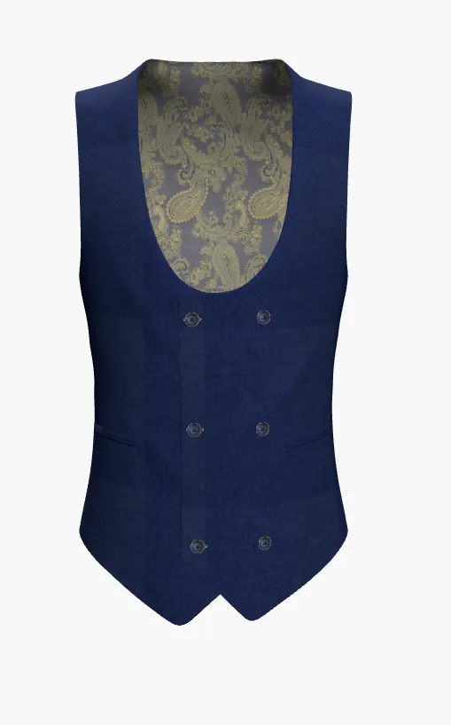 Waistcoat English Wool Navy Blue Super 120'S  / Style No WL2335020